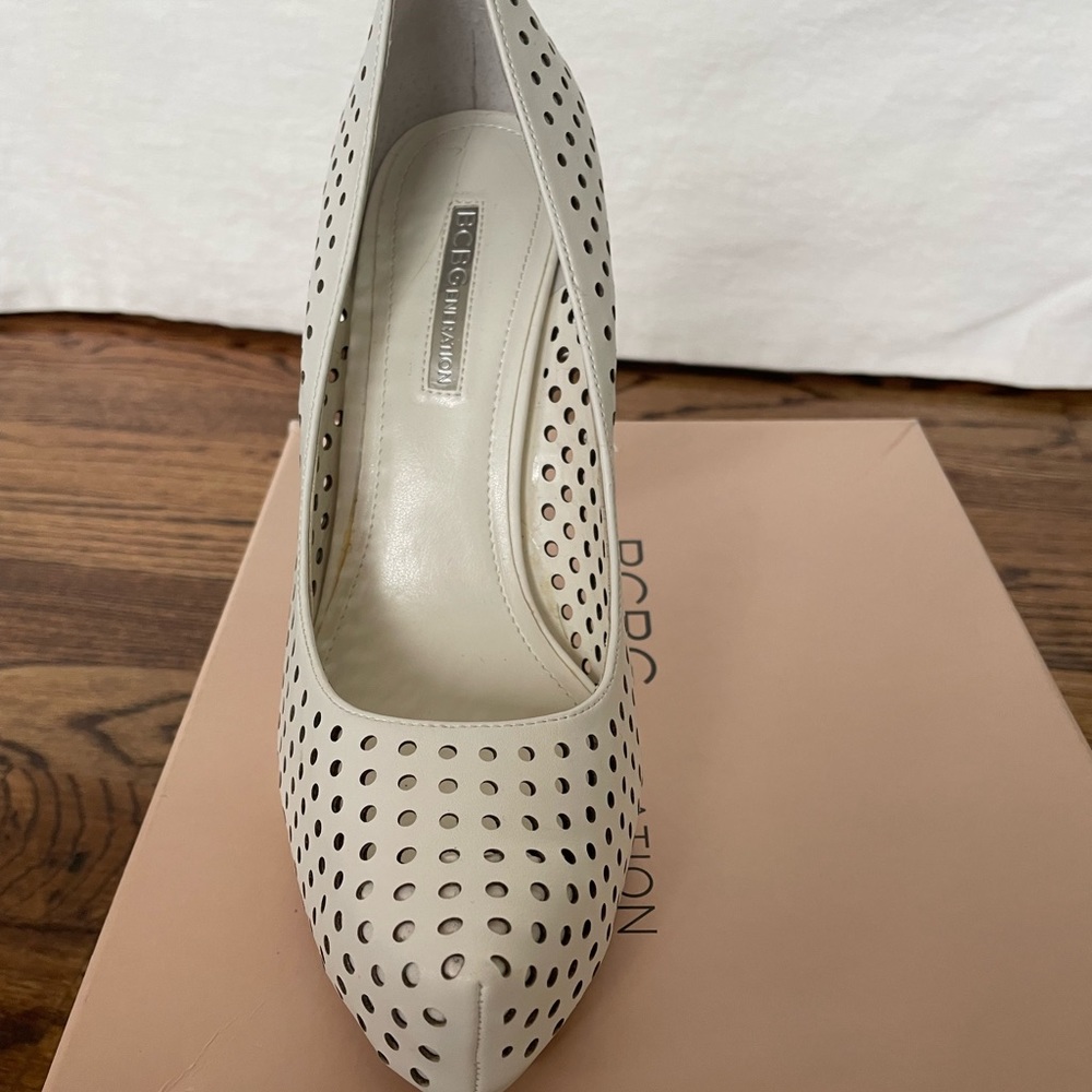 White high heels about 4 inches high